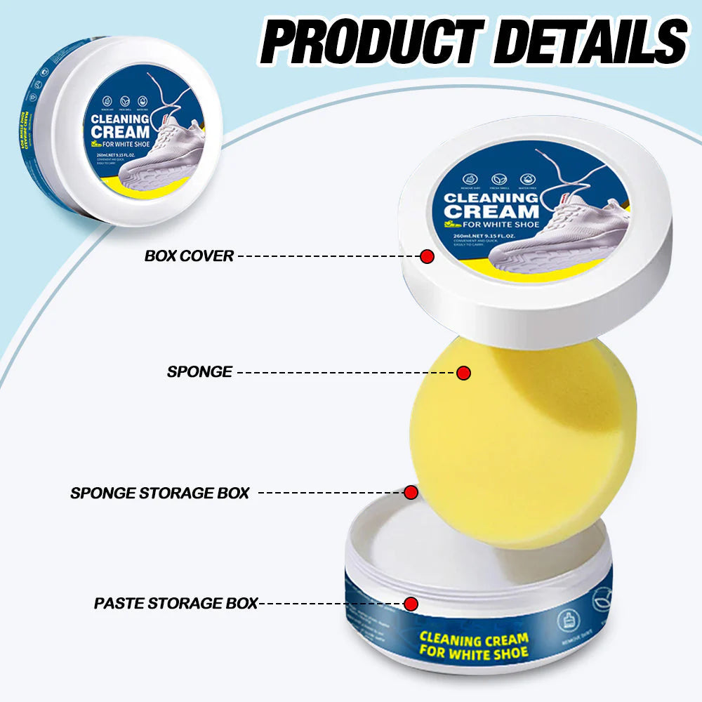 White Shoe Cleaning Paste – Whitening & Stain Remover for Shoes, Leather, Bags & Car Interiors