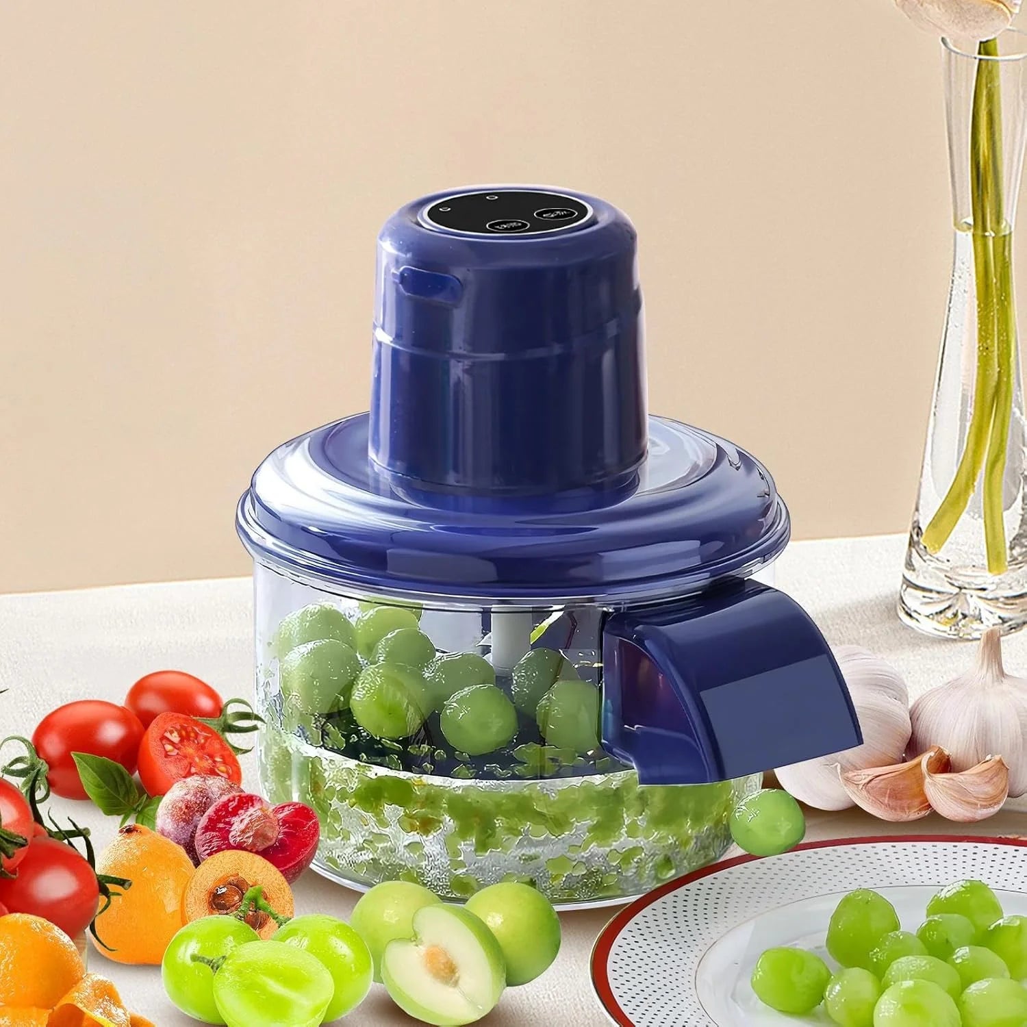 Automatic Garlic & Fruit Peeler Machine – Rechargeable Electric Skin Remover for Garlic, Grapes, Tomatoes, and Cherries