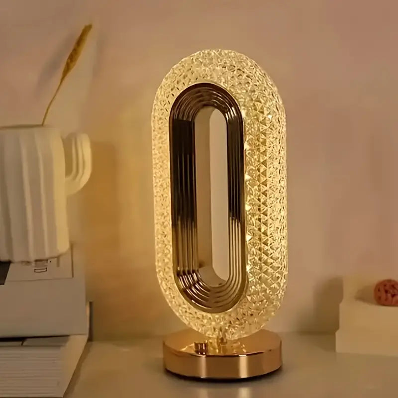 Elegant Oval Crystal Table Lamp