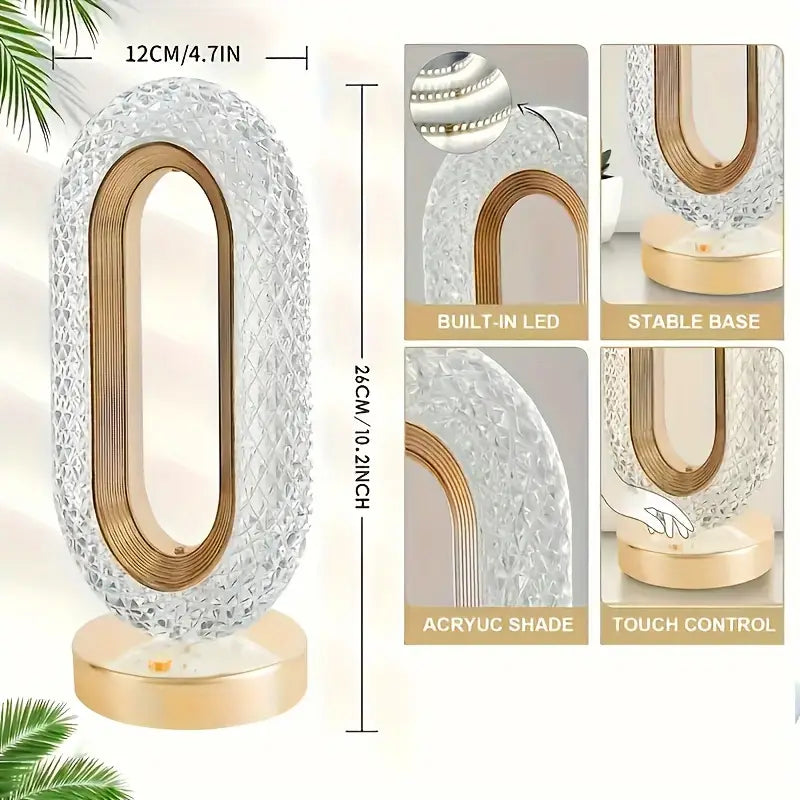 Elegant Oval Crystal Table Lamp