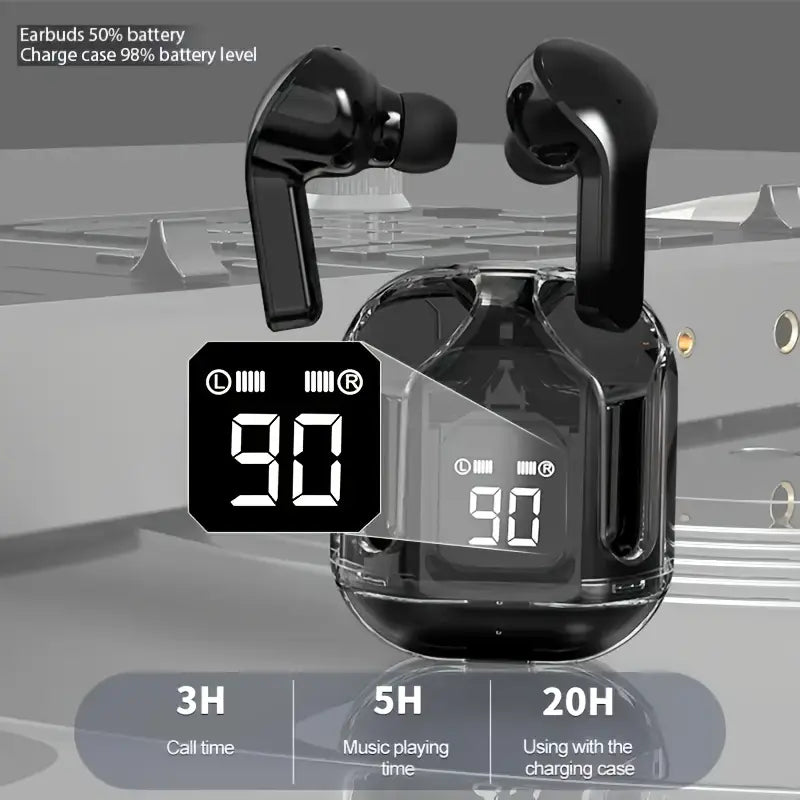 Wireless Earbuds with LED Display, Touch Control, Stereo Sound, Type-C Charging, Built-in Mic, and Long Battery Life – Ideal for Gaming, Music, Sports, and Business.