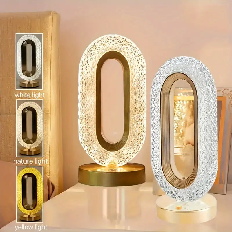 Elegant Oval Crystal Table Lamp
