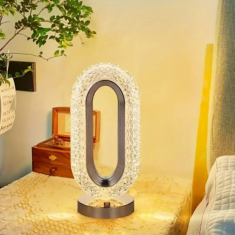 Elegant Oval Crystal Table Lamp